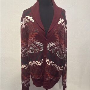 Adam Levine Collection Red and White Cardigan Sweater